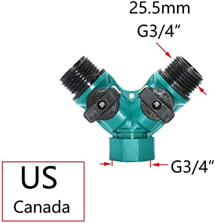 3/4 Thread Y Garden Tap 2-Way Hose Splitter with Nipple Quick Connector Irrigation Valve Garden Water Pipe Adapter 1Pcs (Color : European thread-03) - Image 5