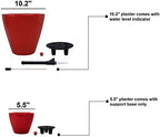 Planters, 10.2 Inch Round Self-Watering Pots, 2-Pack, Red - Image 5