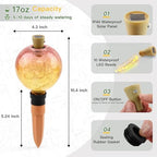 SAVENNA Crackle Glass Plant Watering Globe with Terracotta Spike,Self-Watering Irrigation for Potted Plants, with Solar Accent Light for Indoor & Outdoor Décor, 17oz, Yellow–Pink Gradient - Image 4