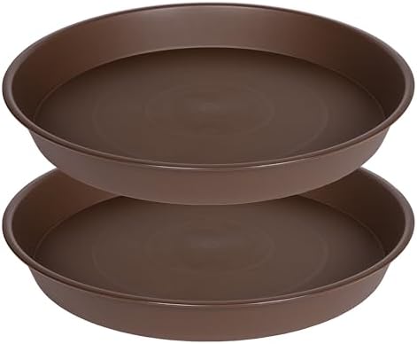 2 Pack of 18 19 inch Plant Saucer Drip Tray, 17 19 21 23 25 27 inch Heavy Duty Large Deep Plant Saucers for Pots, Plastic Flower Planter Water Trays for Indoors Outdoor (19", Brown) by Bleuhome