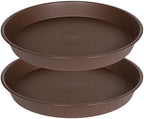 2 Pack of 18 19 inch Plant Saucer Drip Tray, 17 19 21 23 25 27 inch Heavy Duty Large Deep Plant Saucers for Pots, Plastic Flower Planter Water Trays for Indoors Outdoor (19", Brown) by Bleuhome