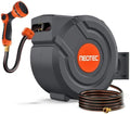 Upgraded Retractable Garden Hose Reel 1/2" x 130 ft 9 Pattern Nozzle Any Length Lock Wall-Mounted Automatic Slow Return 180° Swivel UV Resistant Heavy Duty Hose Reels for Outside by Unknown