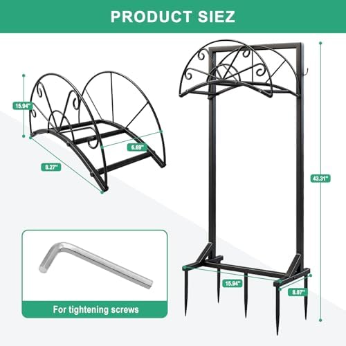 Garden Hose Holder for Outside,Heavy-Duty Metal Hose Hanger Rack - Image 4