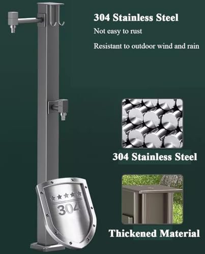Floor Mounted Faucet Outdoor Water Pipe Vertical Fountain Irrigation Column,Freestanding Outdoor Faucet Water Column - Garden Hose Holder with Floor Mount, Patio Water Tap Fountain Hydrant f - Image 3