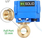 U.S. Solid 1/2" Motorized Ball Valve - 9-24V DC Brass Electric Valve, Normally Closed (N.C.), Full Port, 5-WIRE Control with Open/Closed Signal Output - Image 6