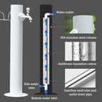 White 304 Stainless Steel Vertical Garden Water Column Garden Hose Holder Freestanding with Faucet Outdoor Garden Water Column Faucet Water Hydrant Fountain for Backyard, Lawns, Restrooms.(50cm/19.7in - Image 3