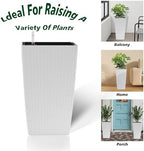 22.6 inch Planters, 22.6 Inch Square Self Watering, White, 2 - Image 3
