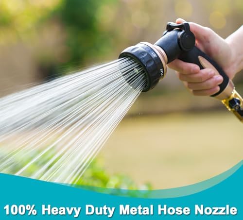 ESOW Garden Hose Nozzle 100% Heavy Duty, Metal Water Hose Nozzle with 7 Spray Patterns, Thumb Control All for Watering Plant & Lawn, Washing Car & Pet - Image 2