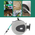Retractable Garden Hose Reel, PP PU PVC Wall Mounted Automatic Hose Reel 65.6ft 1 2 Inch with Auto Lock Nozzle and 180 Degree Swivel for Outdoor Watering - Image 4