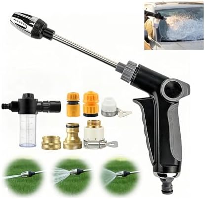 Jet Nozzle Pressure Washer-Turn Any Hose Into High-Pressure Water Cleaning Jet,Rotating Nozzle with 3 Spray Modes and Can Control The Flow of Water for Garden Hose,Patio, Car (Complete Set) by Unknown