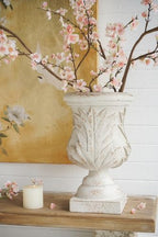 Ornate Magnesium Urn Planter, 16.9 Inch, White and Gold by Noeko