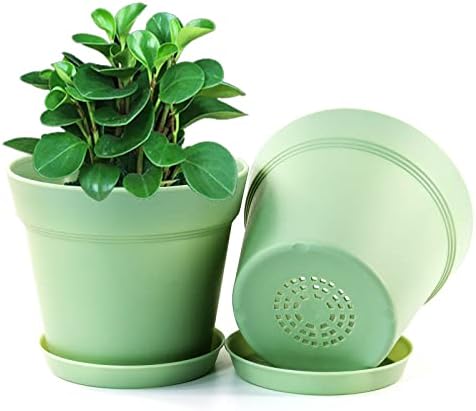 WOUSIWER 16 Pack 6 inch Plastic Planters, Indoor Flower Pots, Heavy Duty and Stylish 6 Inch Plant Pots for Indoor Plants with Drainage Holes and Tray for Plants, Flowers, Colorful - Image 4
