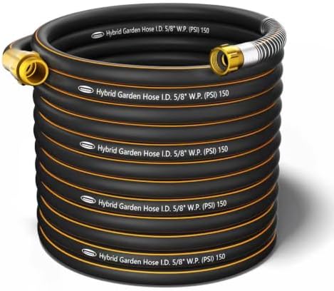 100 ft Garden Hose, 5/8 in Hybrid Rubber, Heavy Duty Water Hoses by VUNDARA