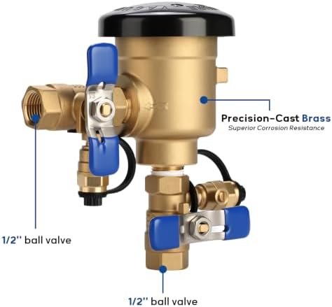 MEASUREMAN 1/2 Inch Pressure Vacuum Breaker, Brass Backflow Preventer - Image 3