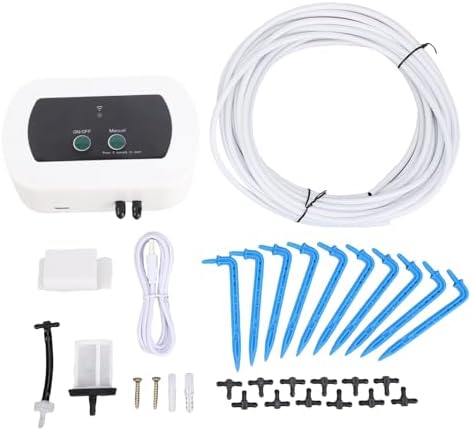 Asixxsix Automatic Watering System, Programmable Water Timer for Indoor Plants with BT App Control 10 Potted Plants Drip Irrigation Kit with Rechargeable Battery 400mlmin Rate (BSV-IC203) by Asixxsix