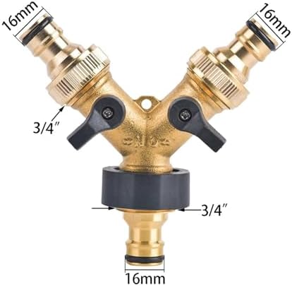 3/4 inch Thread Brass Garden Tap Irrigation 2 Way Tap Irrigation Valve Hose Pipe Splitter 2 Way Quick Connector Adapter(G) - Image 2