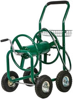 FDW Garden Hose Reel Cart, Water Hose Cart with 4 Wheels, Hold Up to 300 ft of 5/8’’ Hose，Heavy Duty Powder-Coated Steel Planting with Storage Basket, for Garden, Yard and Lawn by FDW