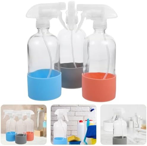 Amosfun Ml Glass Spray Bottle Great Sealing Performance 3pcs with Silicone Sleeve and Non-slip Base, Reusable Empty Spray Bottle for Plants and Flowers for Home Use - Image 2