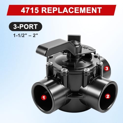 4715 3-Way Pool Diverter Valve, 1-1/2 to 2 Inch, Compatible with Jandy 4715 - Image 2