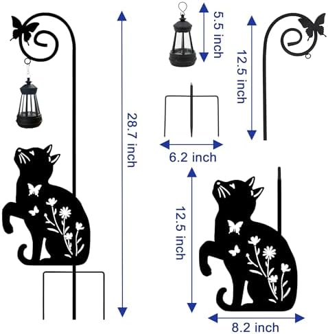 Solar Cat Lantern Garden Stakes 28.7in Metal Outdoor Night Light - Image 5
