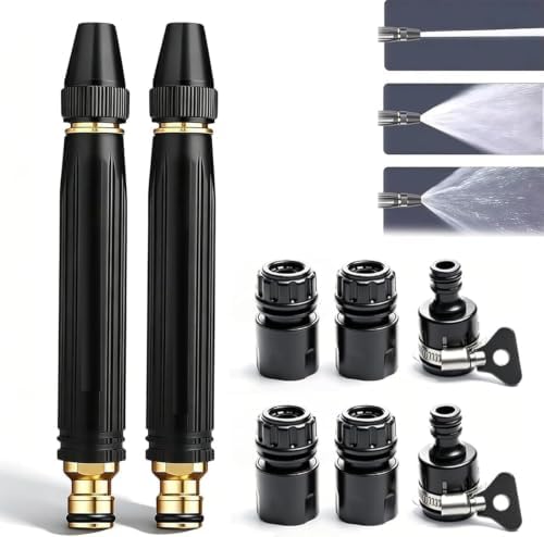 Heavy Duty Adjustable High Pressure Hose Nozzle Suitable 8X Booster Car Wash Water Gun with Jet Mist Shower Spray, Copper Alloy Portable Power Washer for Garden Lawn Watering (2) by Deedsen