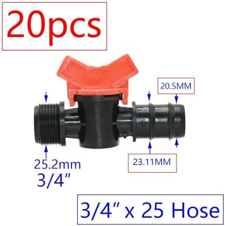 Ship accessories 20pcs Drip Irrigation Mini Valve 4/7 3/8/10/12/16/20 /25mm Pipe Garden Tap 1/2" 3/4" Male Thread Water Hose Barb Connector Irrigation accessories(Q) - Image 2