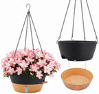 ZMTECH 12 Inch Hanging Planters for Indoor, 2 Pack Large Hanging Plant Pot with Visible Water Level and Chain, Self Watering Hanging Flower Pot for Outdoor Garden Porch(Dark Gray) by HighQualityGardeningTools