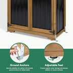 Ketive Outdoor Storage Cabinet, Wood & Metal Storage Shed with Weather-Resistant Roof, Adjustable Shelf, Lockable Doors & Adjustable Feet, for Garden, Patio, Backyard, 27.5" x 13" x 67" - Image 6