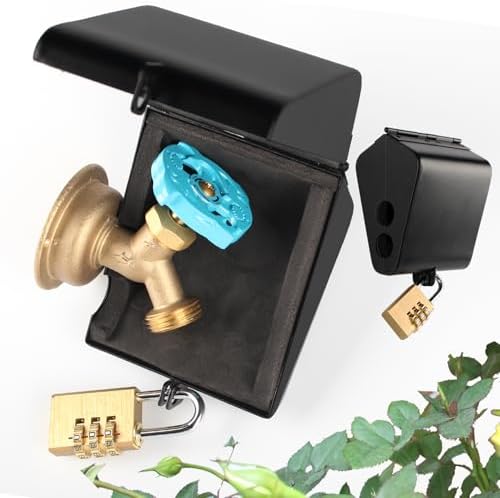Outdoor Faucet Iock System - Insulated Faucet Iock and Garden Hose Bib Iock Cover,Made of Steel- Prevents Water Theft and Stops Unauthorized Use, Easy to Install Black by Dakekou
