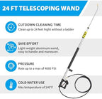 24 FT Telescoping Pressure Washer Wand Extension, Aluminum Power Washer Extension Wand with Turbo Nozzle, 5 Nozzle Tips, 2 Adapters, Harness, Gutter Cleaning Tools from The Ground - Image 3