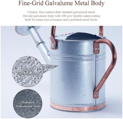 1 Gallon Outdoor Metal Watering Can with Real Copper Details - Image 5