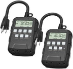 BN-LINK Outdoor 7-Day Programmable Timer Outlet, 2 Outlets, 2 Pack by BN-LINK