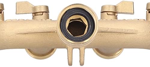 Brass Garden Hose Splitter (4 Way), Solid Connector NPT 3/4，Brass Connector Hose Spigot Adapter 4 Valves with 4 Extra Rubber Washers - Image 6
