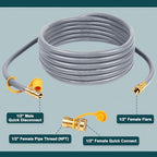 GASPRO 24 FT 1/2" ID Natural Gas Hose, Low Pressure LPG Hose with Quick Connect, for Weber, Char-broil, Pizza Oven, Patio Heater and More (NOT 3/8”) - Image 2