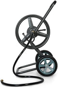 Backyard Expressions 2‑Wheel Garden Hose Reel Cart, Portable Hand‑Crank Hose Reel, Rust‑Resistant Hammertone Gray Finish, Brass Connectors by BackyardExpressions
