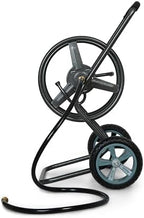 Backyard Expressions 2‑Wheel Garden Hose Reel Cart, Portable Hand‑Crank Hose Reel, Rust‑Resistant Hammertone Gray Finish, Brass Connectors by BackyardExpressions