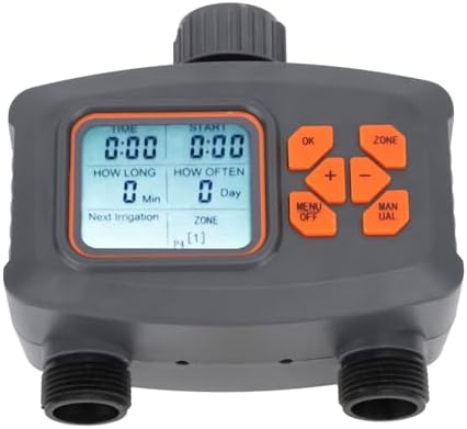 2 Zone Sprinkler Timer, 2 Outlet Hose Watering Timer with Rain Sensor Automatic Irrigation Controller with G3/4 Male to G1/2 Female Adapter for Lawn Garden Courtyard - Image 5