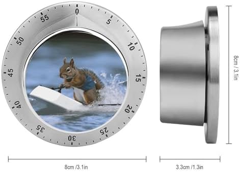 Water Skiing Squirrel Digital Timer for Kids Stainless Steel Mechanical Kitchen Timer Sleek Cooking Timer 60 Minute Cute Countdown Timer for Baking Cooking Home Kitchen Gift - Image 2