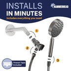 HammerHead Metal 1-Spray Shower Head with Handheld High Pressure, Long Hose - Image 5