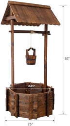 Wooden Wishing Well Planter with Hanging Bucket, 53 Inch, Brown - Image 2