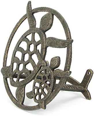Zeckos Sea Turtle Garden Hose Holder, 12.25 Inch Diameter Bronze Cast Iron - Image 4