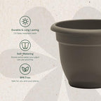Bloem Ariana 16" Plastic Self-Watering Planter, Peppercorn, 2-Pack - Image 3