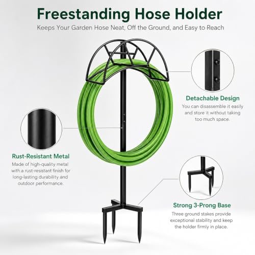 Garden Hose Holder Stand, In-Ground Outdoor Hose Storage - Image 5