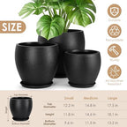 YNNICO 17.5/14.8/12.2 inch Set of 3, Large Plastic Planter with Saucer - Image 2