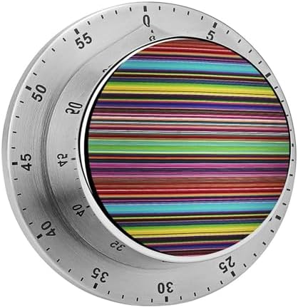 Mechanical Kitchen Timers for Cooking,Striped Printed 60 Minute Magnetic Countdown Timer,Cute Cooking Timers with Alarm,Stainless Steel Time Timer Manual No Batteries Required by Unknown