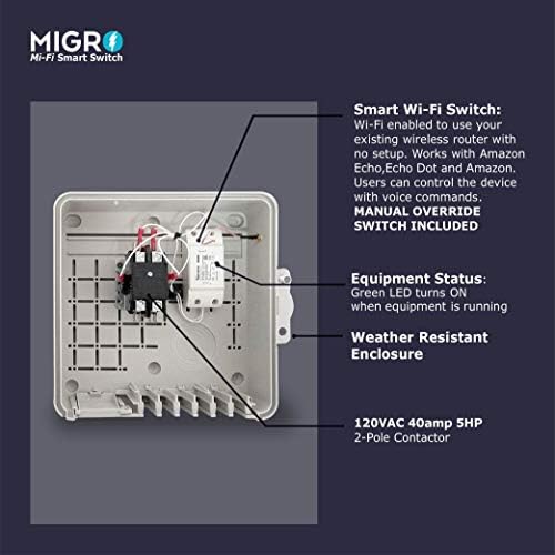 Migro WiFi Pool Pump Timer, Water Heater Timer, Outdoor Switch Timer for Pool Pump Outlet Box, Wireless 50A Resistive 240 Volt Timer 40A 5HP Pump Control, Compatible with Smart Phone. - Image 4