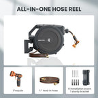 Giraffe Tools 1/2"100FT Retractable Garden Hose Reel Wall Mount Auto Rewind - Image 2