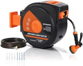 Heavy Duty Retractable Garden Hose Reel, 1/2" x 130ft Wall Mounted with 10-Function Sprayer Nozzle & Automatic Rewind by Unknown