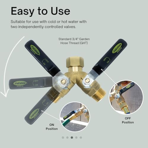Fairview Industrial-Grade Garden Hose Splitter, Large Handles - Image 3