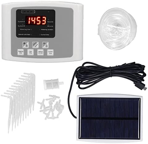 Solar Smart Water Timer, Solar Powered Hose Timer Automatic Drip Irrigation Kit for Outdoor Garden Lawn Irrigation System, Programmable and Single Pump by CHICIRS